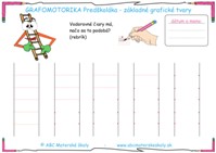 Strana 3 – Základné grafické tvary – Čiarky vodorovné – grafomotorické zručnosti - pracovný list na IT z ABC