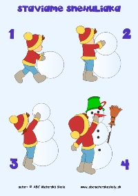 staviame snehuliaka - farebný pracovný list z ABC materská škola